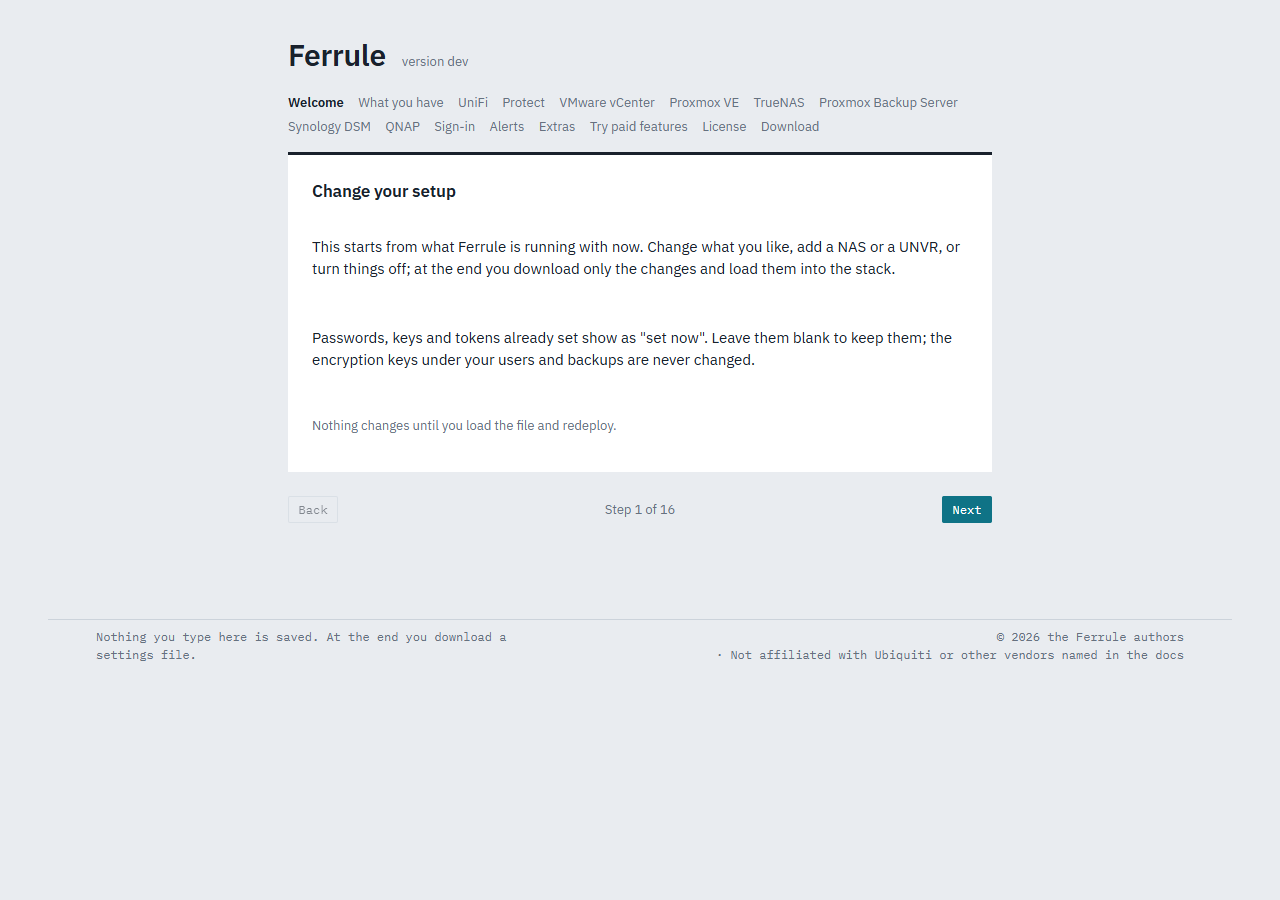 Run setup again: Change your setup